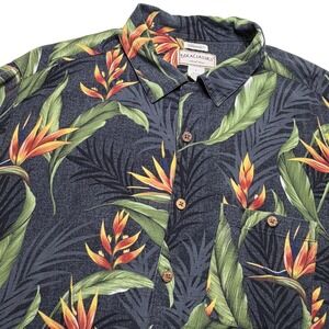 Boca Classics Mens Large Silk Hawaiian Shirt Tropical Floral Island Camp
